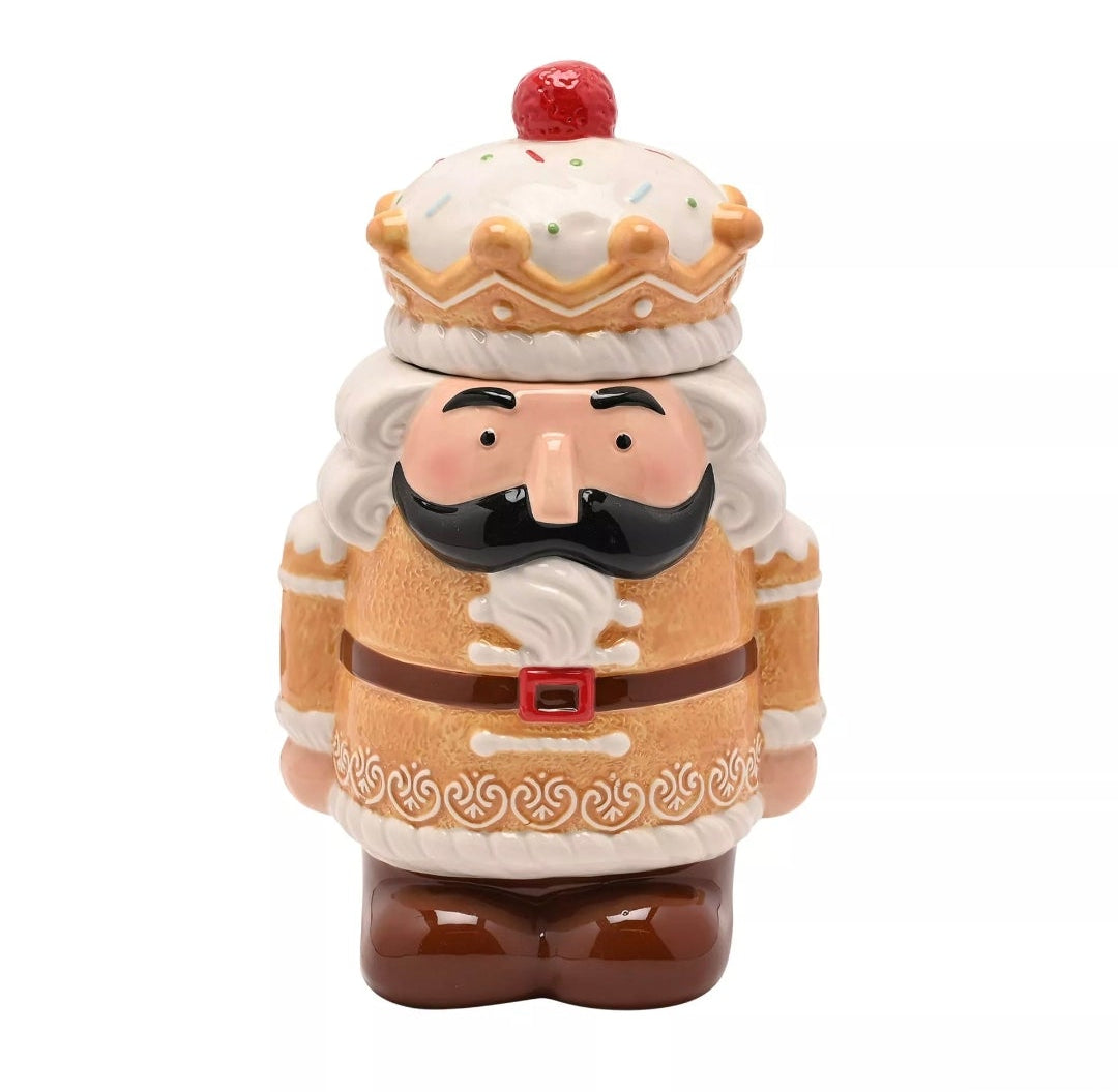 Santa & Friends Ceramic Gingerbread Nutcracker Treat Jar