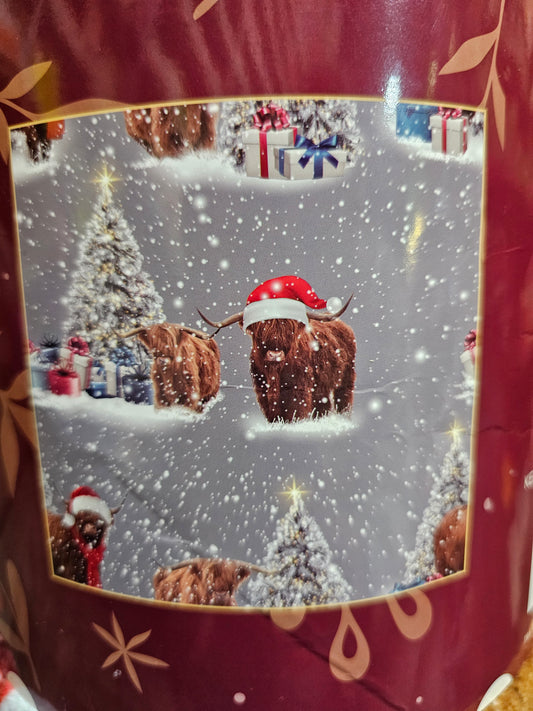 Super soft Highland cow Christmas Throw King size