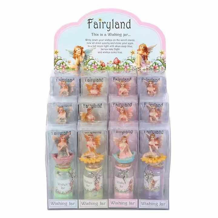 Fairy Magical Wishing Jar Ornament - 6cm with Coloured Glitter and Wish Scroll