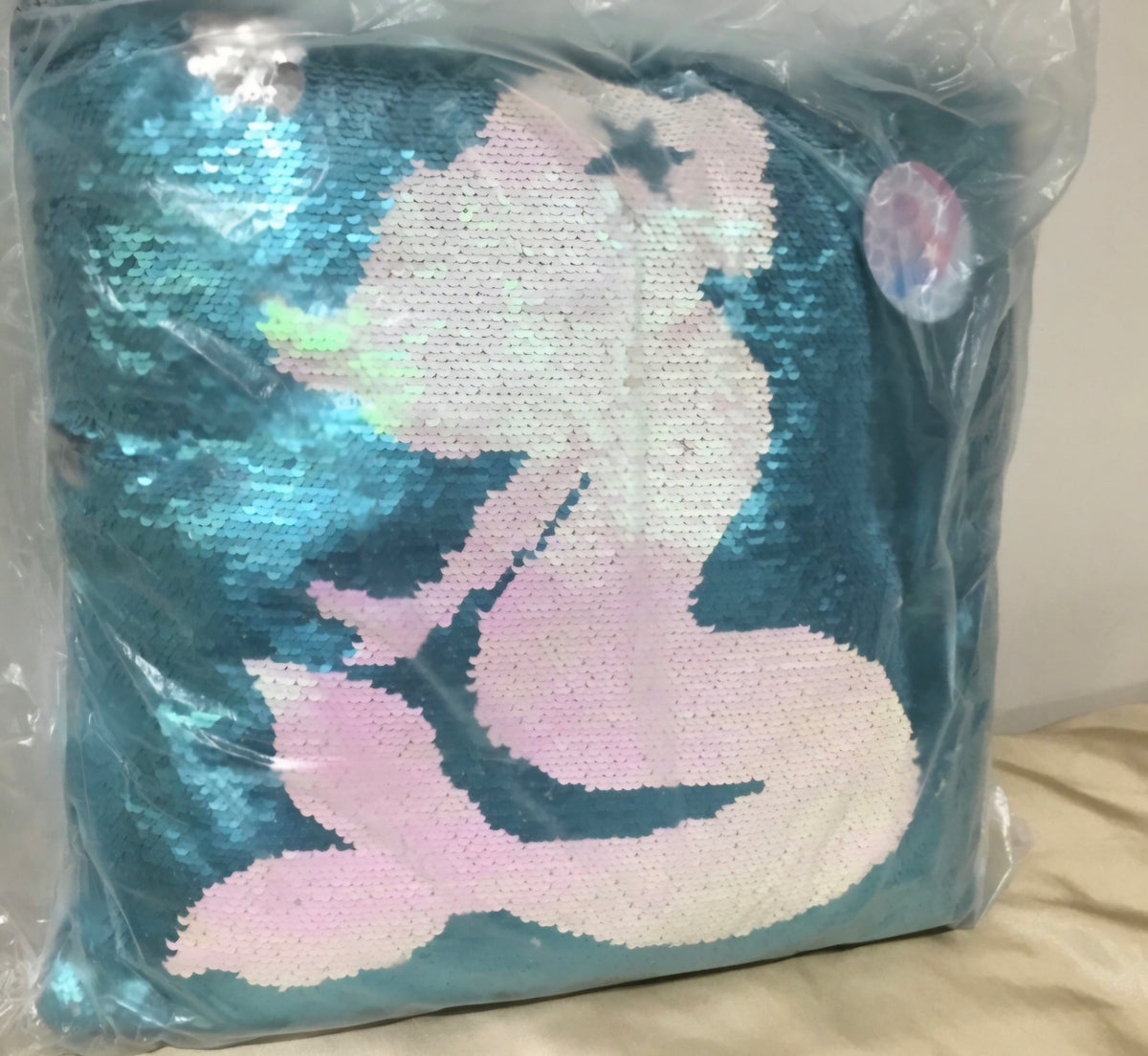 Mermaid reversible sequin cushion