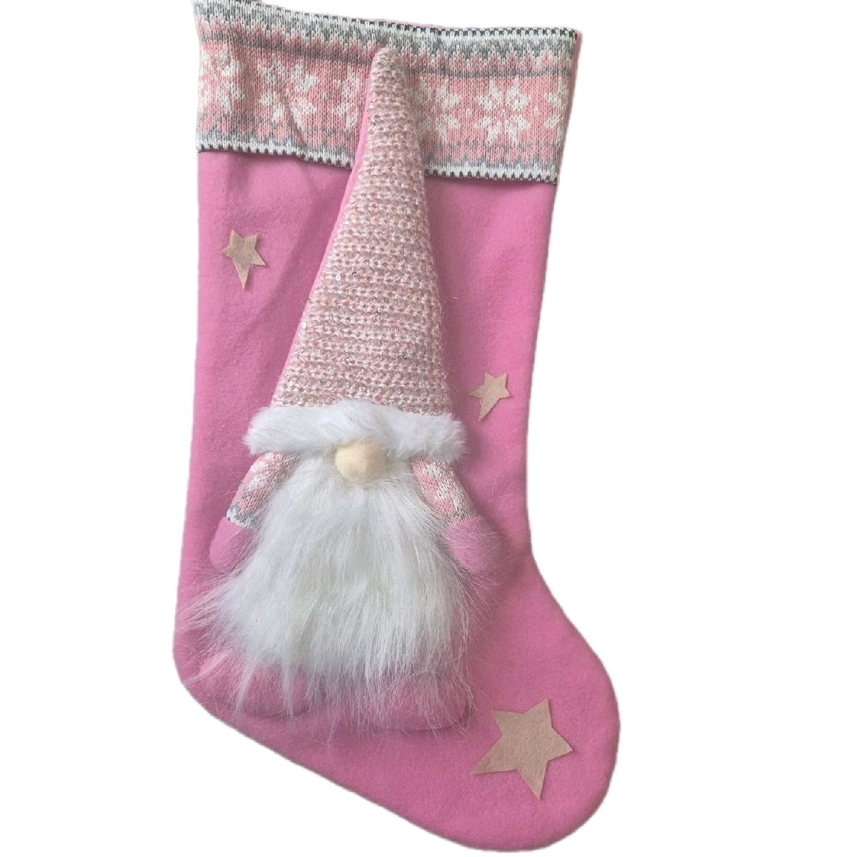 Gonk Design Christmas Stocking - Red or Pink - Festive Home Decorations - Gifts