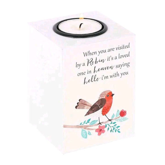 Visited by a Robin Cube Tealight Holder
