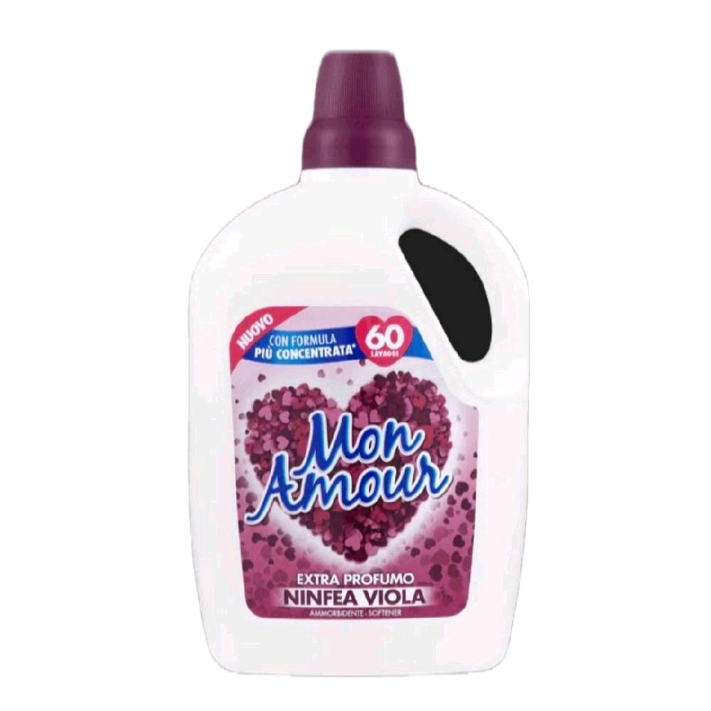MON AMOUR Softener Concentrated Ninfea Viola 60 Washes 3 Litres Fabric Softener for Enhanced Care Cleaning with Extra Profumo NINFEA VIOLA Fragrance Floral Scented