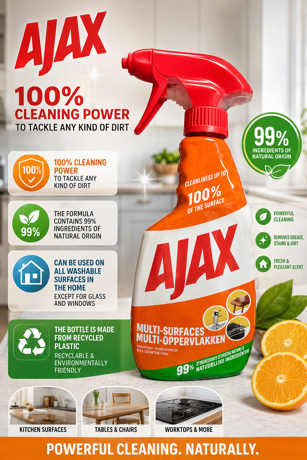 Ajax Multi-Surfaces household cleaning spray.