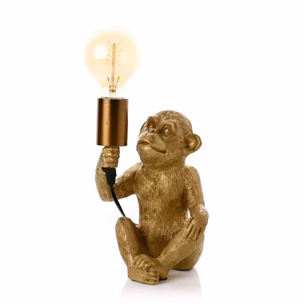 Gold Coloured Electric Monkey Lamp