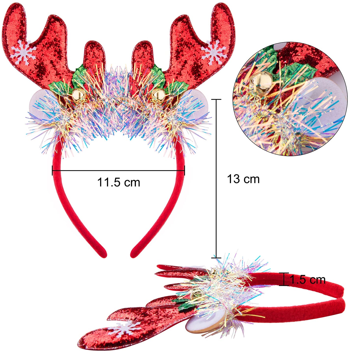 Christmas Headbands - Reindeer, Antler, Xmas Tree Designs for Festive Parties