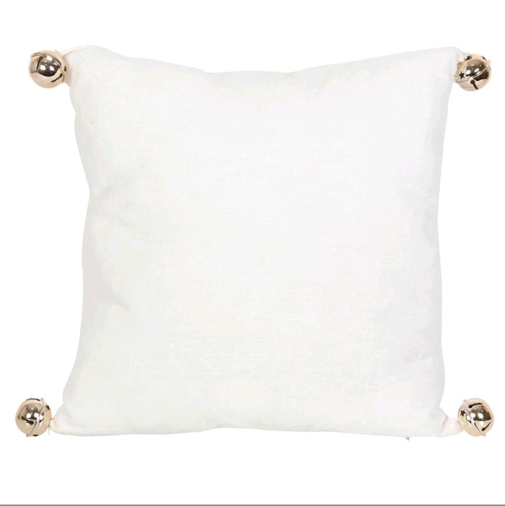 This House Believes Soft Cushion with Bells - Festive Summer Throw Pillow for Home Decor with Gold Jingle Bell Accents