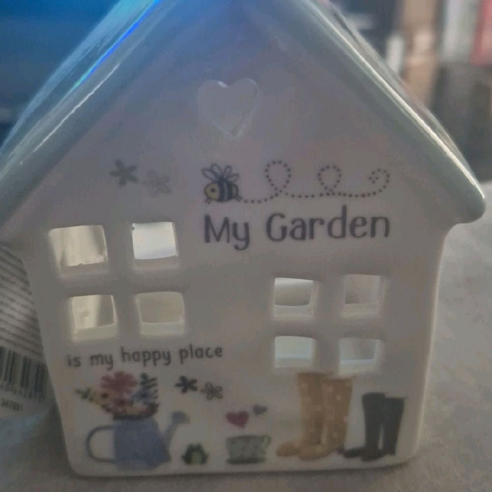 Happy Garden Tealight House My Garden Decor Ornaments Ceramic