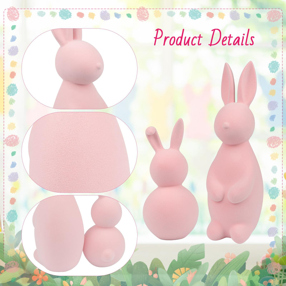Bunny Figurines 2 Resin Rabbit Ornaments for Spring Home Party Décor