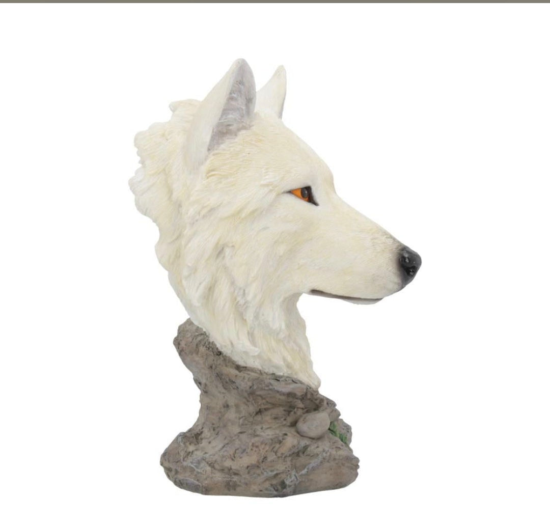 Snow Searcher White Wild Wolf Bust 16cm