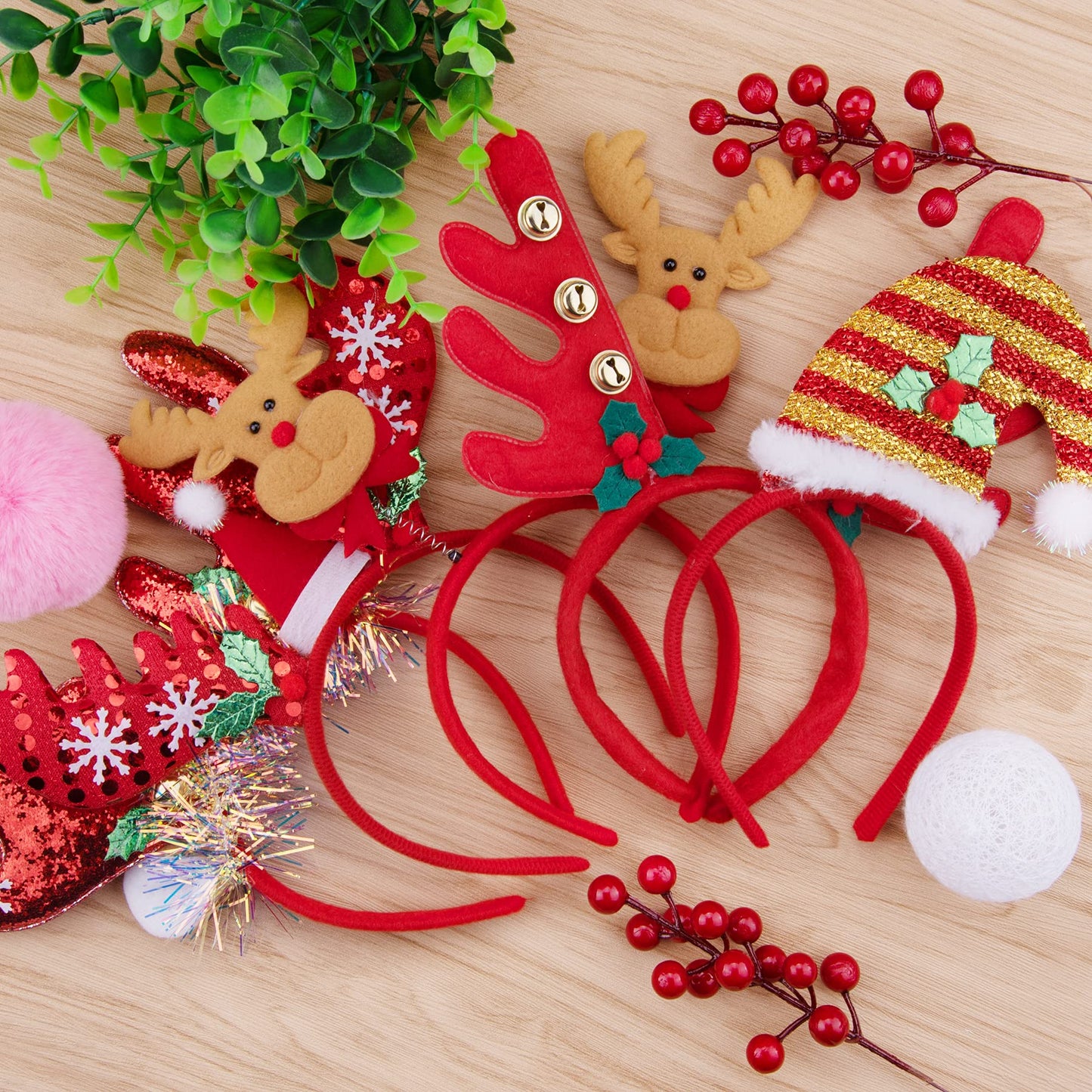 Christmas Headbands - Reindeer, Antler, Xmas Tree Designs for Festive Parties
