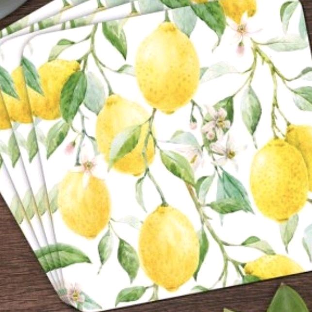 Lemon Grove Coasters Set of 4 - Perfect for Your Kitchen Tableware