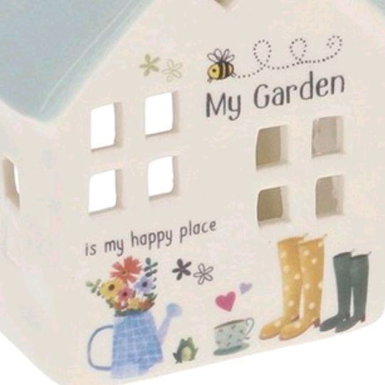 Happy Garden Tealight House My Garden Decor Ornaments Ceramic