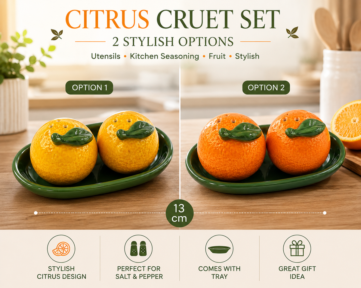 Citrus Cruet Set with Tray - 2 Pieces, 13cm - Utensils, Kitchen Seasoning