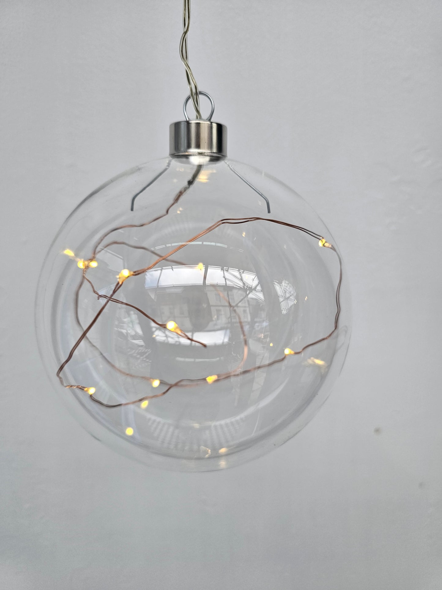 Glass Bauble with 10 White LED lights
