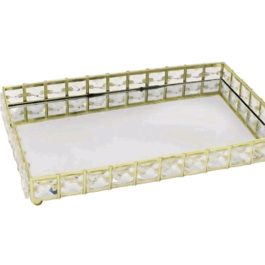 Gold Crystal Edged Rectangular Tray