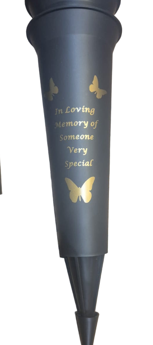 Black memorial vase with Gold wording - 2 designs