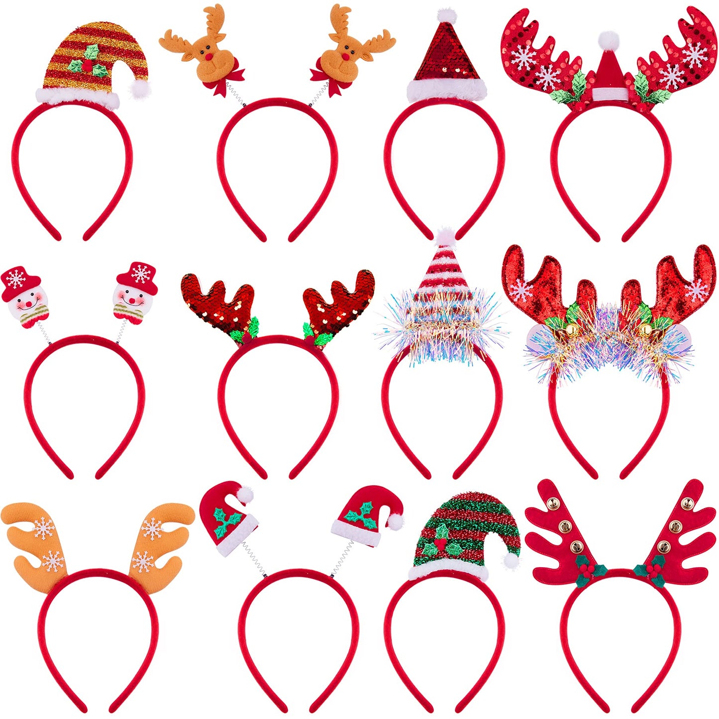 Christmas Headbands - Reindeer, Antler, Xmas Tree Designs for Festive Parties