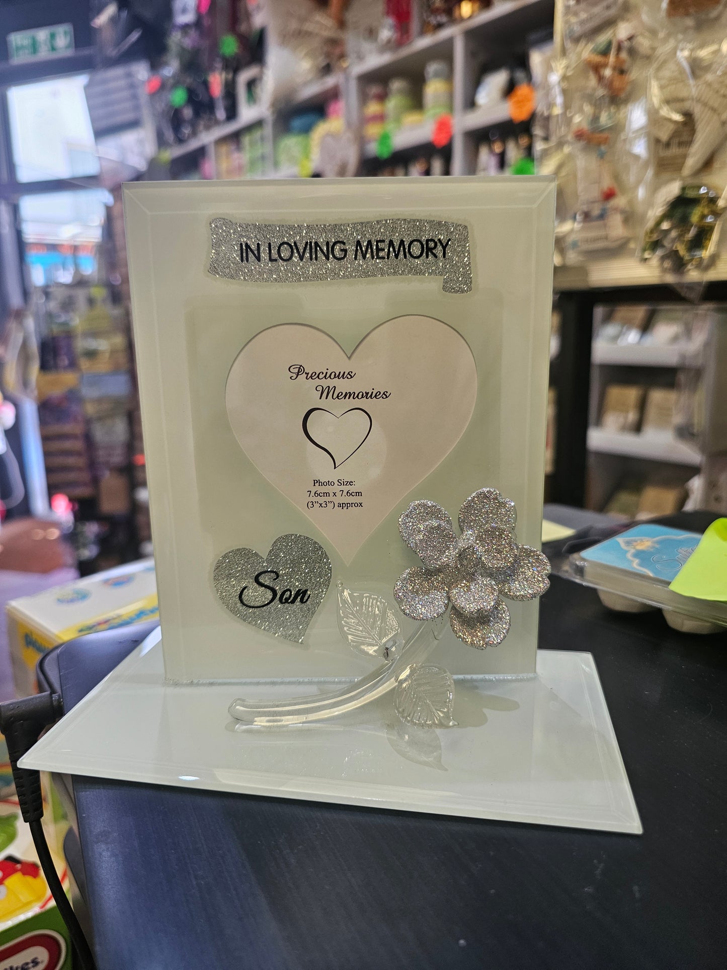 In Loving Memory Son Photo Frame with Rose