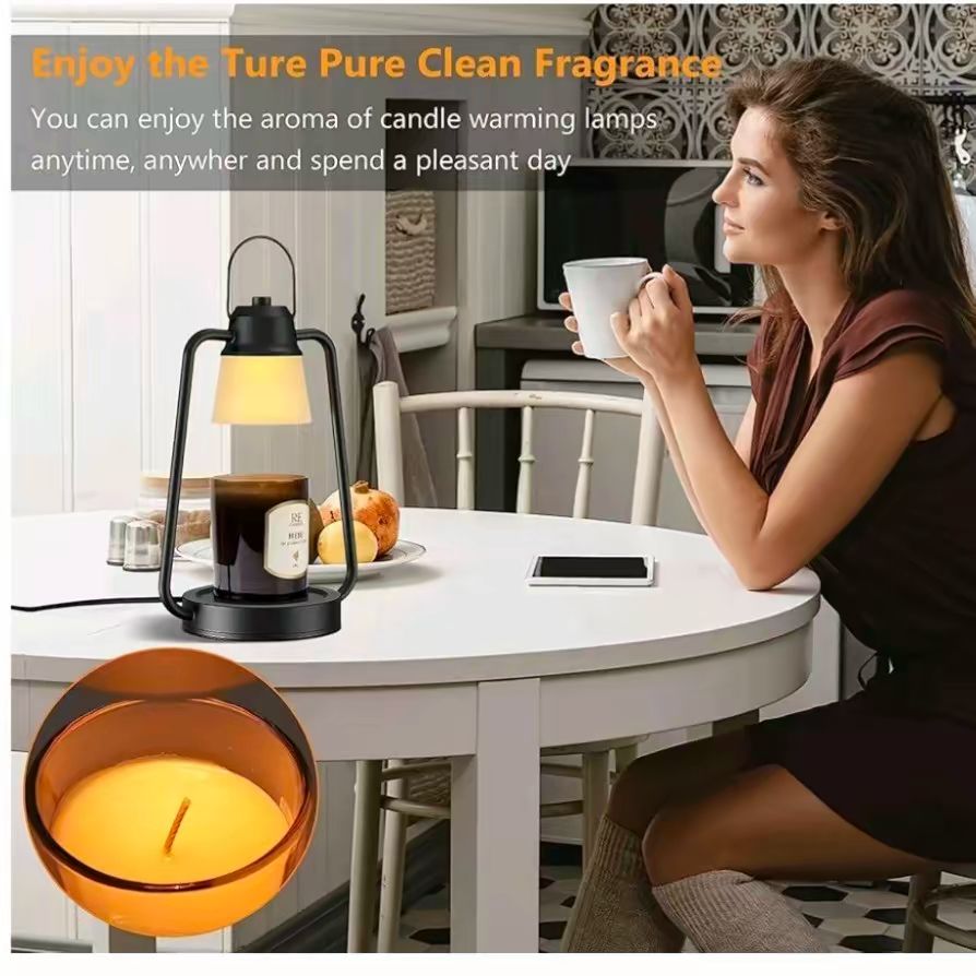 candle warmer electric lamp black frosted glass