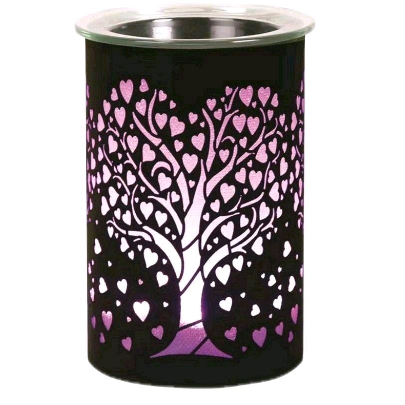 Black LED Wax Melter Heart Tree - 12cm, Colour Changing - Decor, Candle