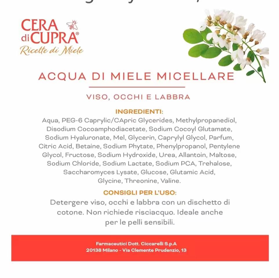 Cera di Cupra Italian Micellar Water with Arcadia Honey 200ml