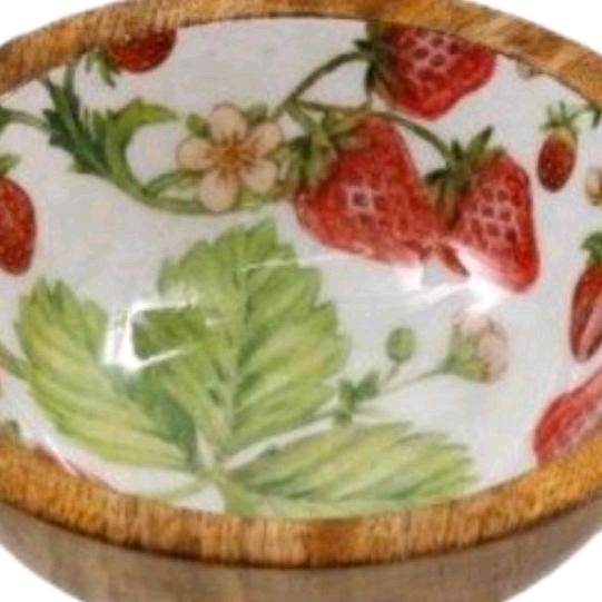 11cm Wdn S/berry Enamel Bowl - Elegant Tableware for Dining Stylish Serving Wood