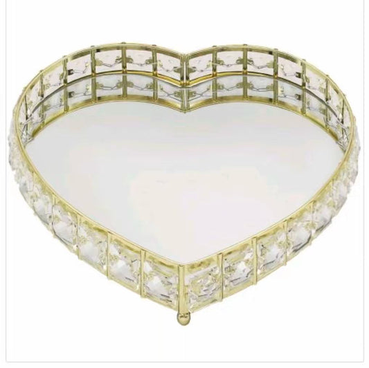 Gold Crystal Heart Tray