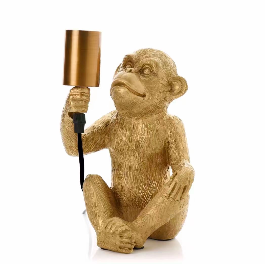 Gold Coloured Electric Monkey Lamp