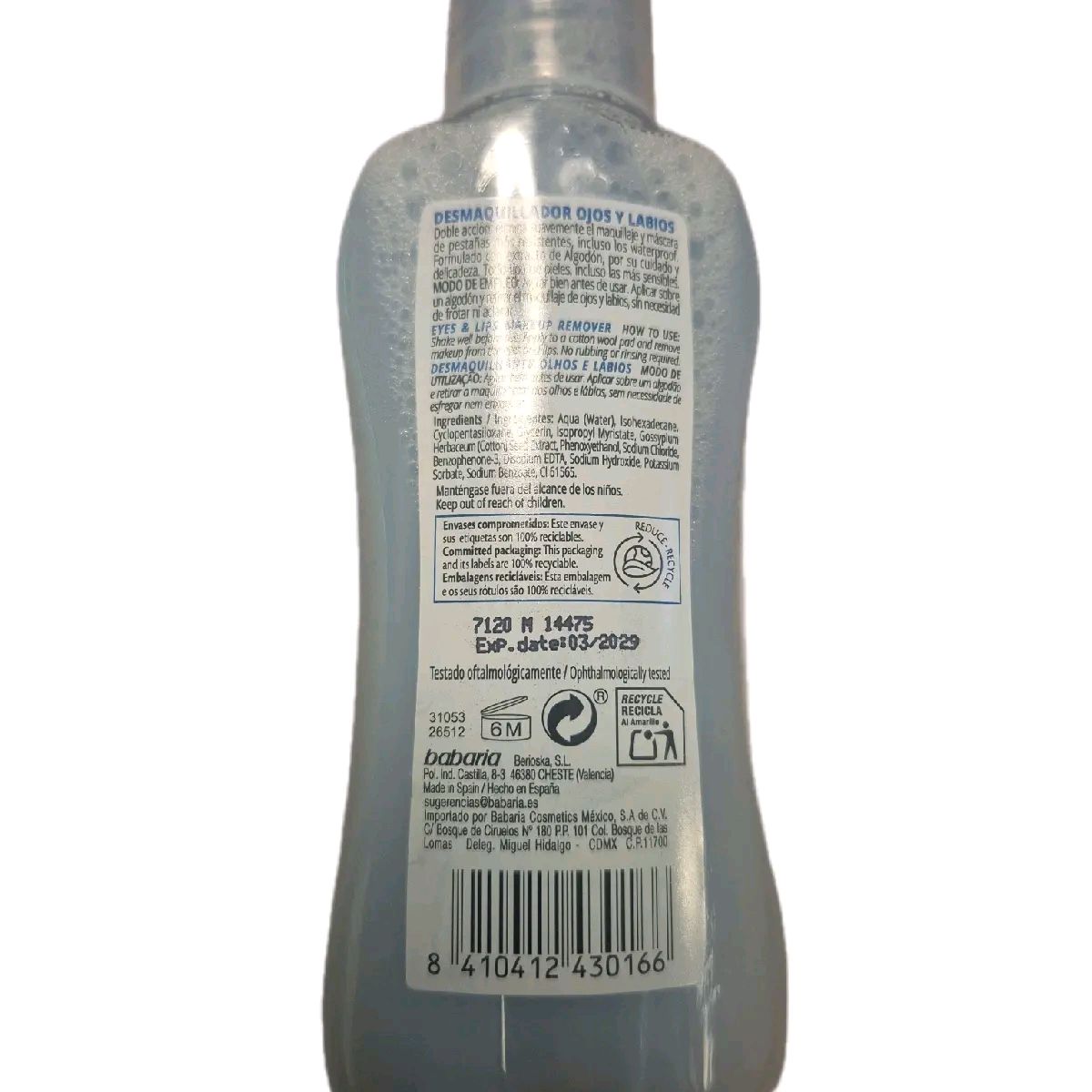 Barbaria Eye and Lips Makeup Remover 100ml