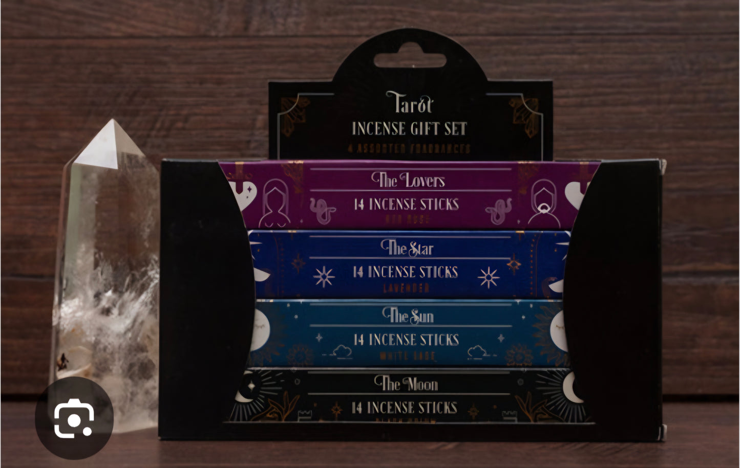 This is a Tarot Card Incense Stick Gift Set featuring four different tarot-themed scents.