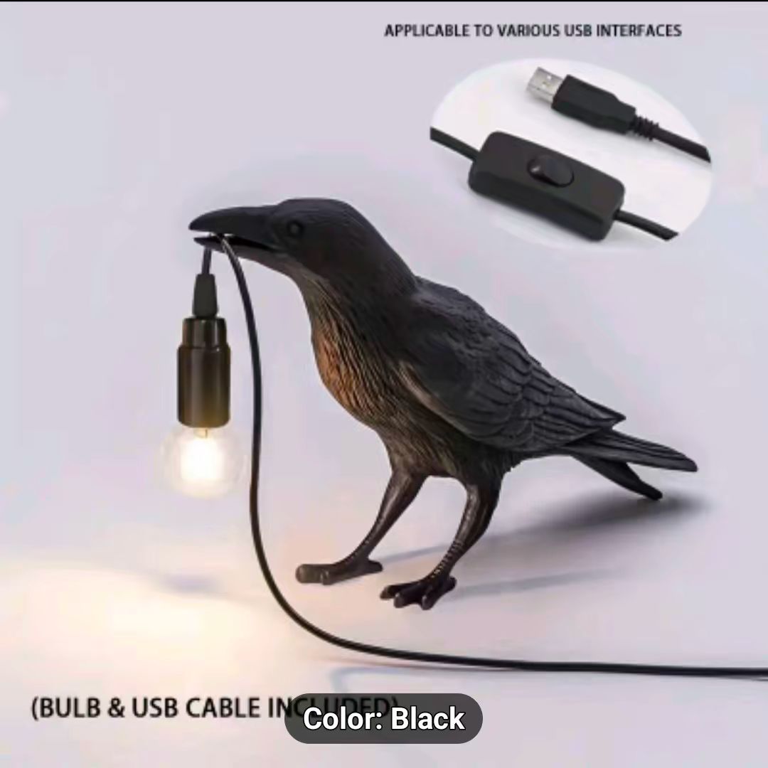 Black raven gothic style lamp