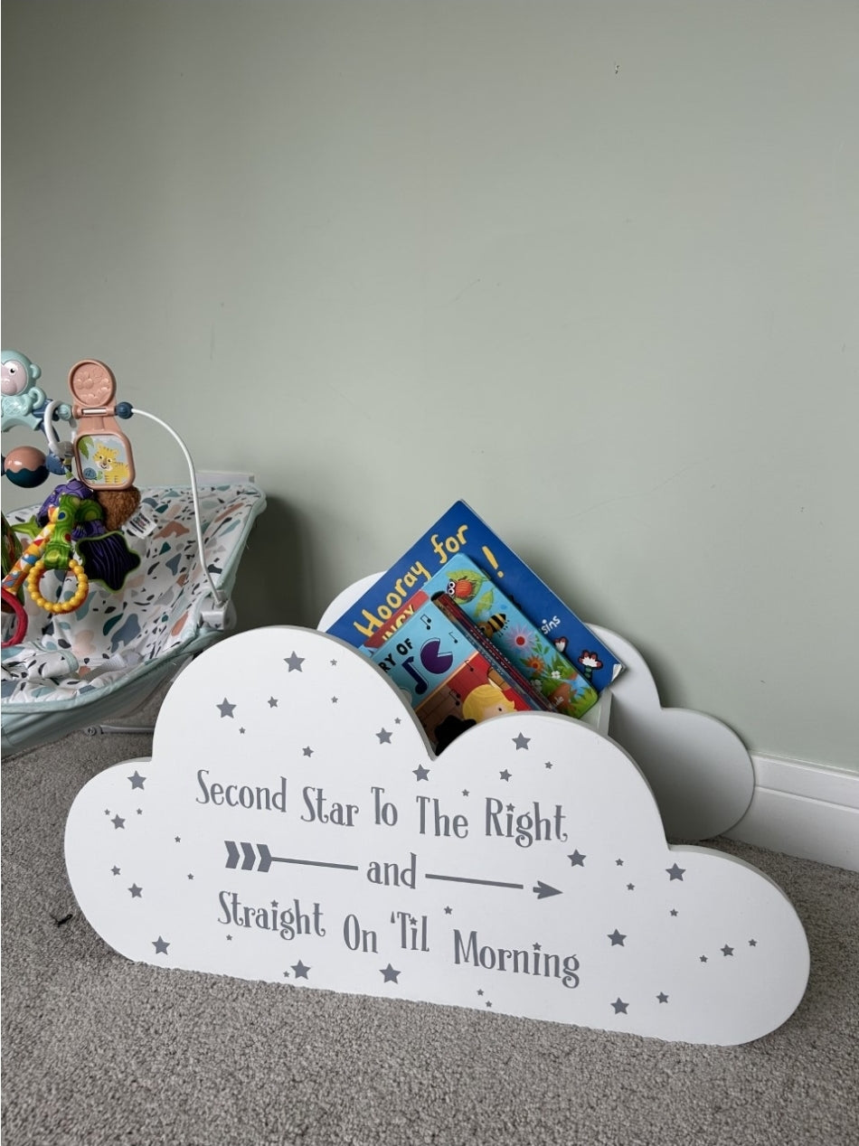 White Wooden Cloud Shaped Children's Bookshelf