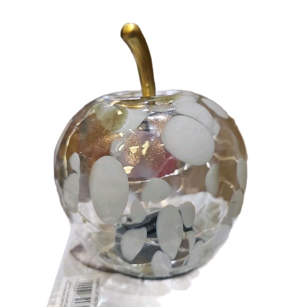 LED Battery Operated White Glitter Decorative Glass Apple - Perfect Addition to Any Room or Event