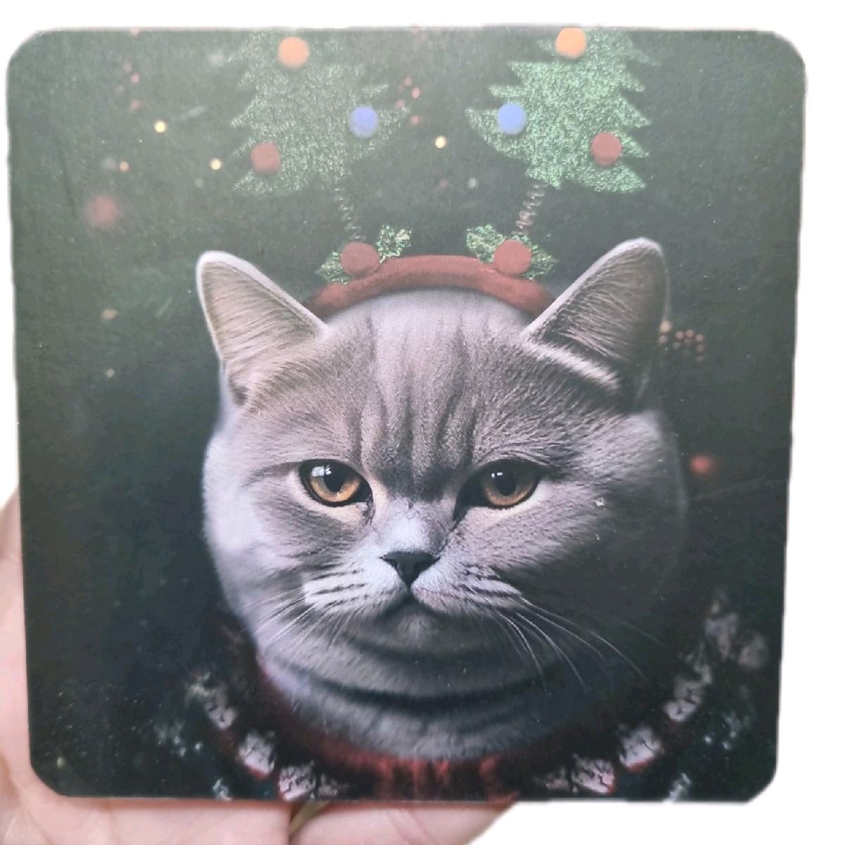 Christmas Cat/Dog Coaster Set of 4 - Kitchen Tableware Accessories