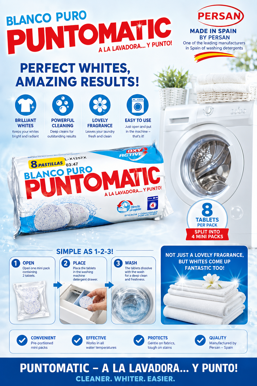Puntomatic Wash Tablets for White Clothes