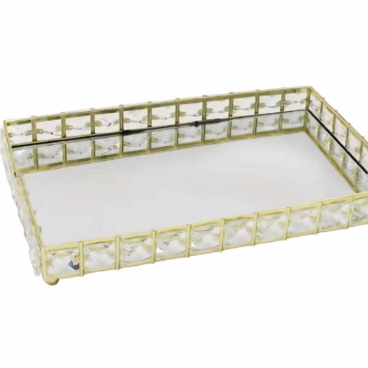 Gold Crystal Edged Rectangular Tray