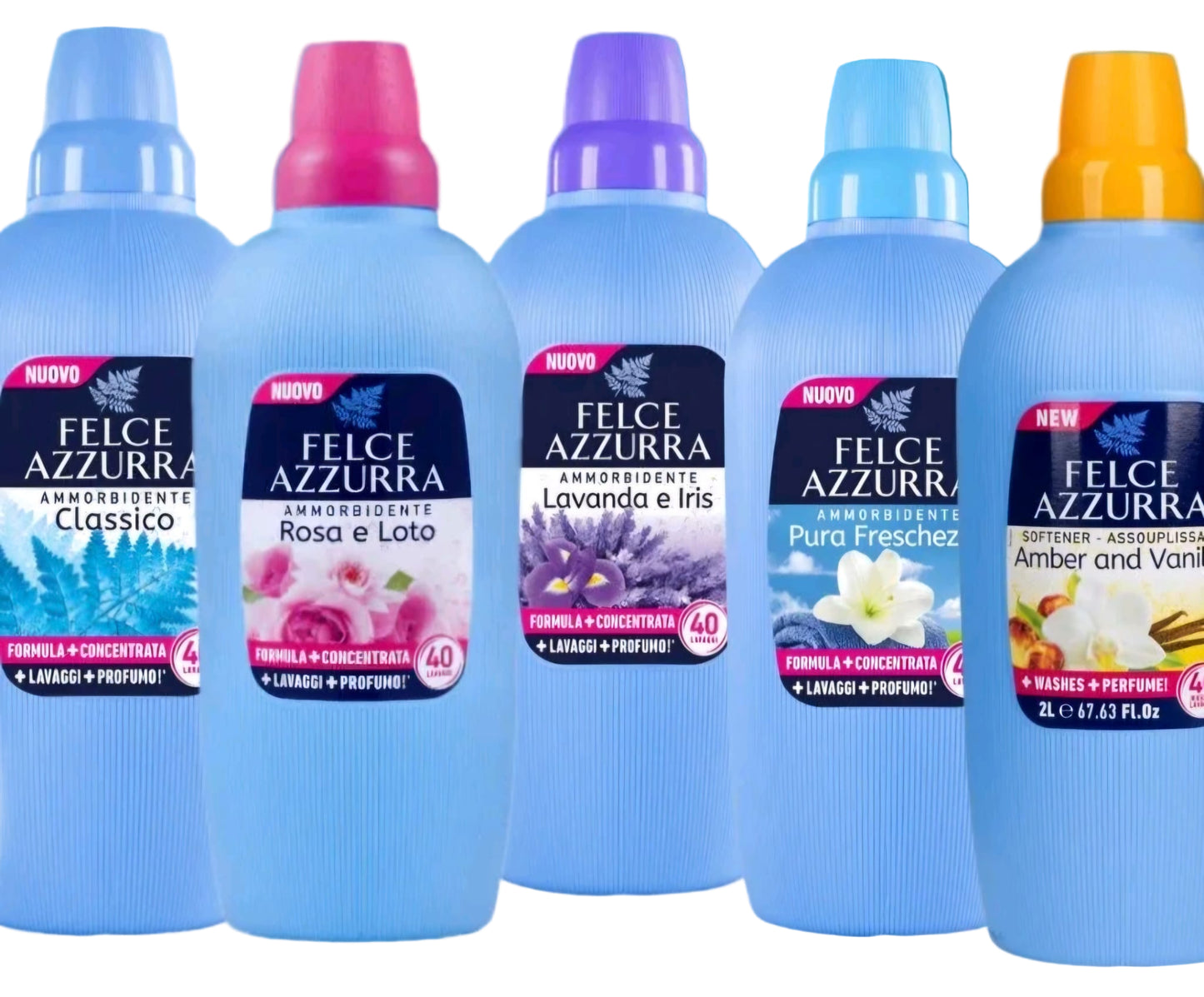 Felce Azzurra Fabric Softener 2 Litre - 40 Washes Formula Concentrated for Deep Cleaning & Freshness