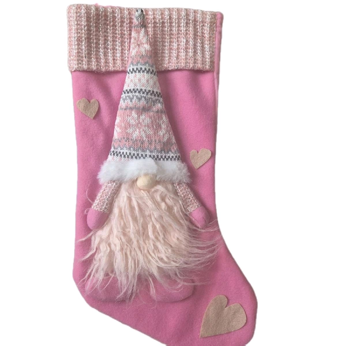 Gonk Design Christmas Stocking - Red or Pink - Festive Home Decorations - Gifts