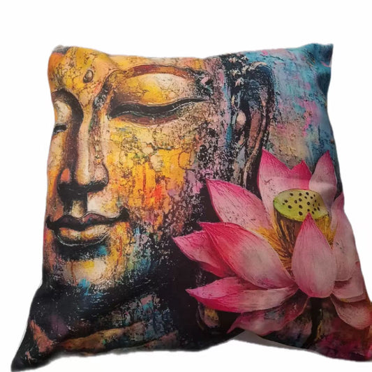Buddha cushion with pink flower