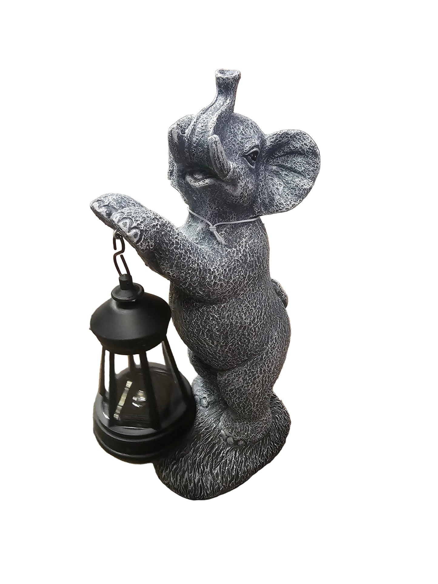 Solar Elephant Garden Ornament Outdoor Decorative Figurine with LED Light for Patio, Lawn or Yard