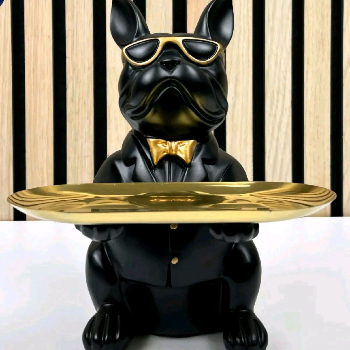 22cm Black French Bulldog Ornament with Trinket Dish