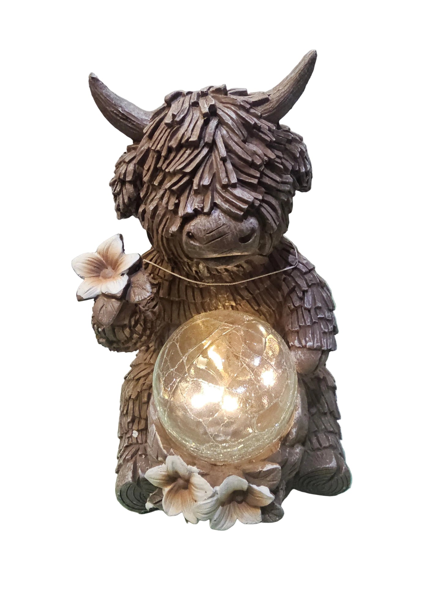 Highland Cow Crackle Ball Solar Light