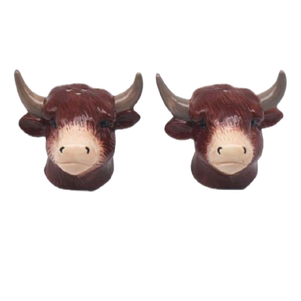 Highland Cow Salt & Pepper Pots - Kitchen Seasoning Utensils Rustic