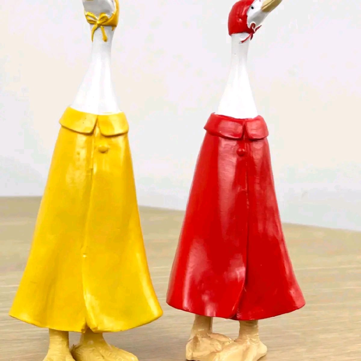Set of 2 Resin Raincoat Duck Ornaments