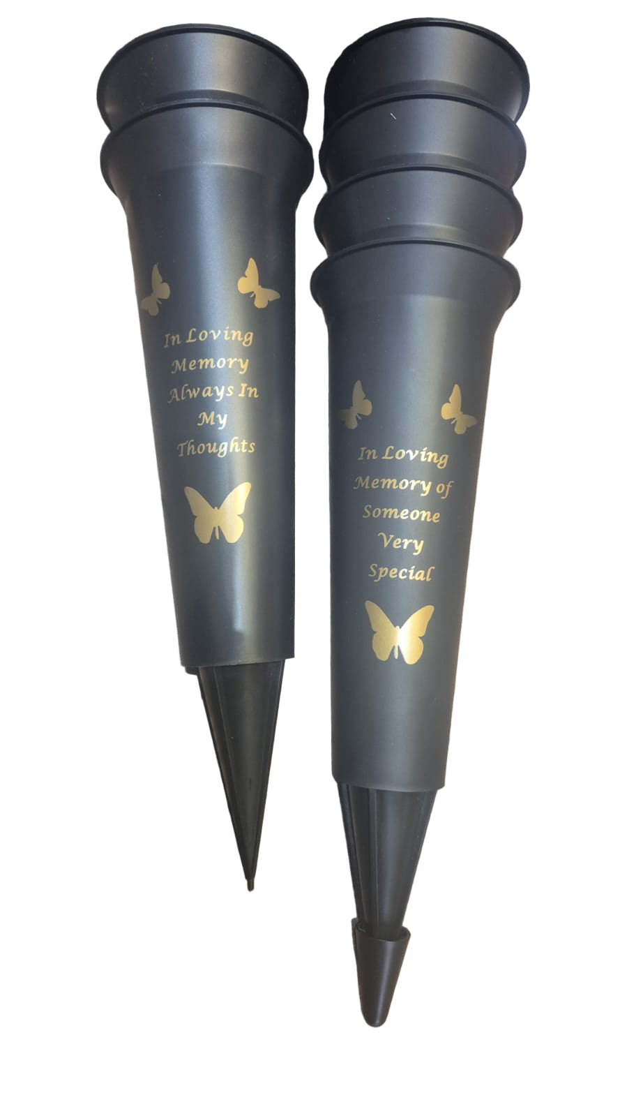 Black memorial vase with Gold wording - 2 designs