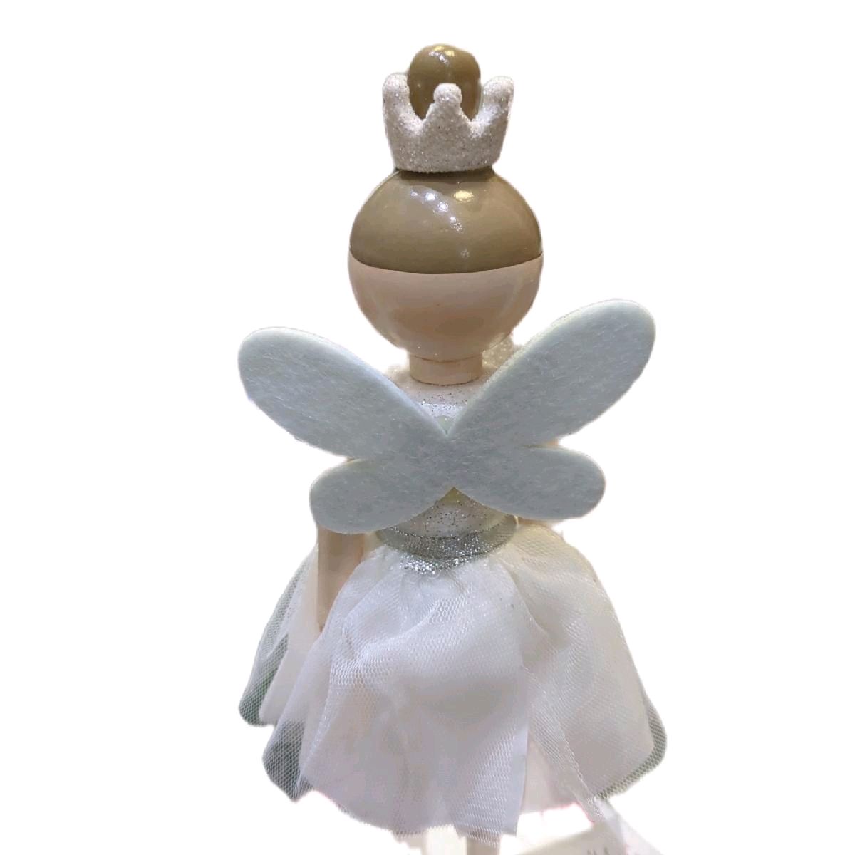 Festive Fairy Nutcracker Statue - Wooden Fairy Ornament in Silky Dress Design - Decor Room