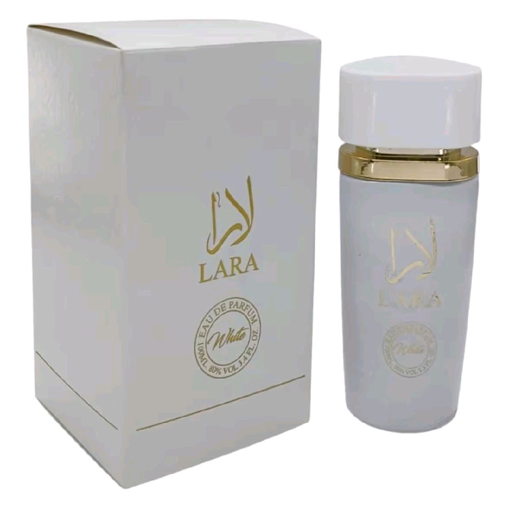 Lara White Eau de Parfum 100ml - Fragrance in Elegant White Bottle with Gold Accents