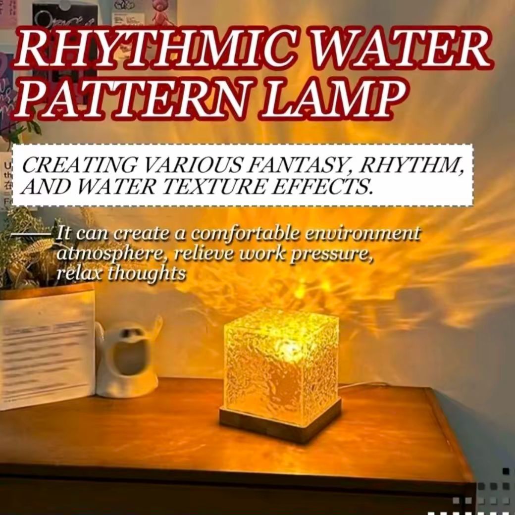 USB Powered LED Water Ripple Aurora Night Light - Crystal Design - 16 Colors