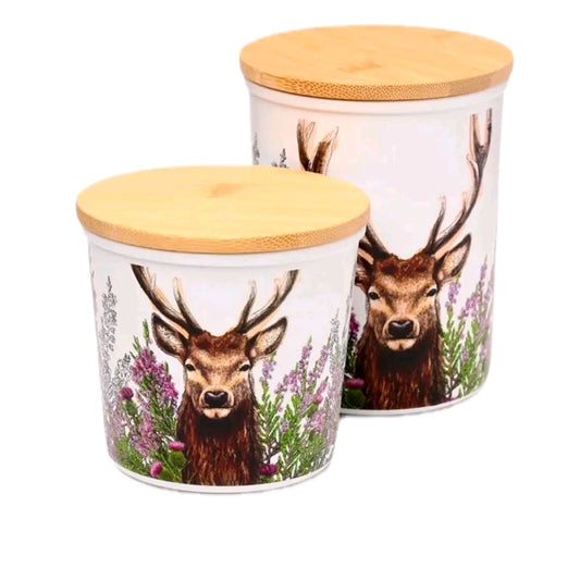 Wild Stag Set of 2 RPET & Bamboo Storage Jars S/M for Kitchen Containers